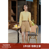 茵曼（INMAN）法式立领荷叶边泡泡袖衬衫衬衣18236304 阳光黄 M