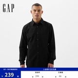 GAP男装秋季经典款纯棉基础款翻领长袖衬衫常规上衣美版422488 黑色 514274 L 美码 XL亚洲码185/104A
