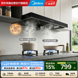 美的（Midea）欧式顶吸式家用油烟机17立方大吸力广域拢烟厨房大吸力按键式出租房抽吸脱排油烟机