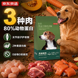 京东京造狗粮成犬幼犬通用全价无谷三种肉配方狗粮10kg/20斤金毛拉布拉多