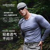 icebreaker100%美利奴羊毛诺男女200Oasis户外登山徒步运动速干保暖功能内衣 砂岩花灰-上衣-男生 M