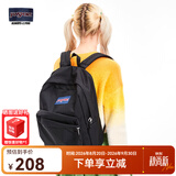 JANSPORT杰斯伯双肩包女学生旅行包26L旅行轻便透气书包男背包 4QUT008爵士黑/经典黑-侧边袋
