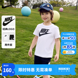 NIKE   耐克男女童纯棉短袖T恤+短裤2件套装夏季新款短袖套装 正黑色 130 /64 【建议身高116-122cm】