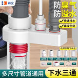 海立厨房洗菜盆下水三通接头三合一净水器洗衣碗机多功能下水管防臭CF