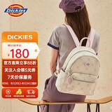 Dickies双肩包女生背包轻便百搭可爱休闲PU书包时尚满印通勤旅行奶油杏