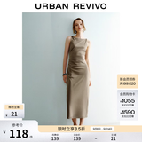 UR2026夏季新款女装气质褶皱收腰修身无袖连衣裙UWM760050 灰绿 S
