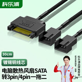 科乐浦（KELEPU）SATA转4pin电脑风扇转接线电源扩展线小4PIN或小3PIN供电延长线 SATA转4Pin 一分三 30cm