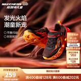 Skechers斯凯奇童鞋男童闪灯鞋秋季休闲运动鞋儿童鞋开关发光潮鞋400103L 黑色/红色/BKRD 27.5