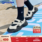 斐乐（FILA）FUSION斐乐玛丽珍凉鞋女鞋凉拖魔术贴海螺沙滩鞋 微白/黑-WB 39