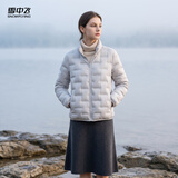 雪中飞羽绒服女短款26冬季韩版修身百搭轻薄90绒外套高级灰M