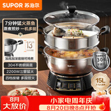 苏泊尔（SUPOR）不锈钢电蒸锅 家用多功能电煮锅  蒸包子蒸鱼电热锅 炖蒸煮一体锅电火锅 15L多用途锅 ZN32YK12