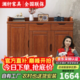 澜轩入户玄关柜鞋柜胡桃木家用门口一体大容量收纳柜靠墙窄简约储物柜 五门鞋柜