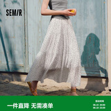 森马（Semir）半身裙女松紧腰蛋糕裙百搭2025夏季肌理雪纺长裙垂感107425120060