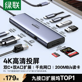 绿联Type-C扩展坞HDMI转接头4K60Hz拓展坞投屏千兆网口读卡USB3.0适用Macbook Air2025华为联想苹果