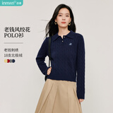 茵曼【北极绒】老钱风POLO领针织衫2026秋女装长袖毛衣上衣 宝蓝色 L