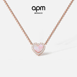 APM Monaco珍珠贝母爱心项链毛衣链女款高级感锁骨链送女生老婆礼物