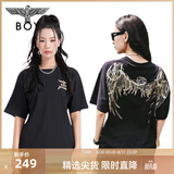 BOY LONDON【金翼锁链】夏季短袖情侣款翅膀烫金潮牌凉感T恤N01918 黑色N01021经典款 M