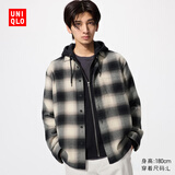优衣库法兰绒格子衬衫/长袖男女装衬衣薄外套486601 481224 481224/01乳白色 L