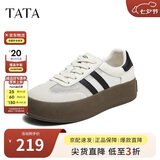他她（TATA）复古板鞋女平底德训鞋阿甘休闲鞋 米白/黑/灰（网面透气款） 37
