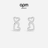 APM Monaco镂空爱心耳环密镶心形轻奢耳钉送女生女友老婆生日礼物