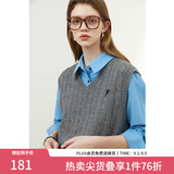 范思蓝恩范思蓝恩23FS11228 学院风针织马甲女春秋V领外搭配叠穿背心 灰色 M