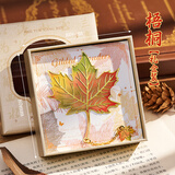 云水墨树叶书签复古精致高级感银杏叶金属叶脉奖励学生精美礼物古典中国风创意高颜值文创纪念品礼品定制 枫叶如火【礼盒装】