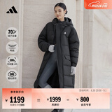 adidas通勤羽绒服 休闲长款鸭绒男女秋冬阿迪达斯官方轻运动   黑色   XXS