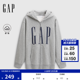 GAP男女装秋季logo印花抓绒宽松运动连帽衫卫衣786920 灰色 XL (180/100A)亚洲尺码【偏大,建议拍小一码】