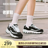 斯凯奇（Skechers）女鞋秋季小白鞋蕾丝休闲运动熊猫鞋黑色增高厚底老爹鞋 黑色/白色/BKW 39.5 尺码偏大，建议选小半码