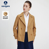 Navigare小帆船女士短款风衣双排扣经典舒适休闲通勤外套2331503501