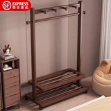 度曼尼（DUMANNI）衣帽架挂衣服衣架落地卧室内家用可移动老楠竹挂衣架简易晾衣架子 [挂钩款]深山老楠竹85cm-胡桃木色 加固加厚