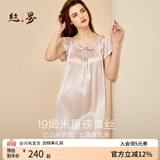丝界重磅真丝睡裙女100%桑蚕丝凉感短袖公主裙睡衣手工绣花家居服礼物