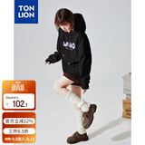 唐狮（TonLion）秋冬女针织前胸文字连帽卫衣百搭减龄时髦韩版潮流连帽卫衣女款