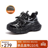 骆驼（CAMEL）银月户外复古老爹鞋厚底休闲鞋 L24A283742R 黑/银(加绒) 37