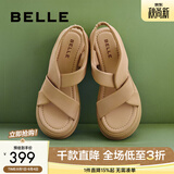 百丽（Belle）简约扭结休闲凉鞋女商场款厚底凉鞋A9S1DBL4 杏色 36 (230mm)