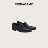 菲拉格慕（Ferragamo）男士黑色Gancini扣饰莫卡辛鞋 0642848_3E _80 礼物送男友