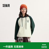 森马（Semir）[商场同款]中国国家地理系列卫衣女图案2024新款加绒宽松冬装 白绿色调00314 L