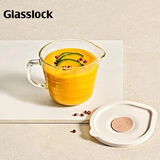 GLASSLOCK水杯带盖量杯家用耐高温大容量可微波玻璃碗刻度沙拉甜品碗500ml