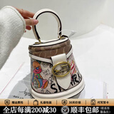 CHARLIE&KELLI小c&k女包2026新款包包生日礼物小熊涂鸦半圆水桶包手提包斜挎女 白色【代写贺卡 赠专柜礼袋】