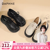 DAPHNE达芙妮乐福鞋女2026春秋新款复古风小皮鞋女森系学院风黑色百搭女单鞋子 纯黑色【5cm跟高】 38