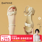 DAPHNE达芙妮凉鞋女夏粗跟百搭单鞋夏季新款女鞋仙女风配裙子一字带罗马鞋 米色 跟高4.2cm 34 (220mm)