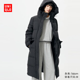 优衣库高级保暖羽绒长大衣女装外套夹克481014 09 黑色 XL /165/92A