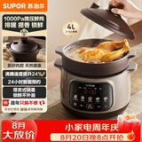 苏泊尔（SUPOR）电炖锅电砂锅煲汤锅紫砂内胆4L家用多功能炖汤锅微压快炖煲汤专用锅4-6人DG40YC875