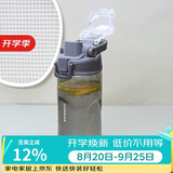 乐扣乐扣（LOCK&LOCK）人鱼线塑料运动水杯夏天便携水壶带刻度提手男女水杯子520ML灰色
