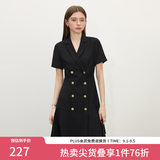 范思蓝恩正式气质通勤连衣裙女夏季收腰显瘦面试西装裙 黑色 L