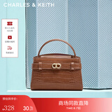 CHARLES&KEITH鳄鱼纹凯莉包手提斜挎婚包包女包七夕礼物送女友CK2-50270880-1 Chocolate Croco巧克力鳄鱼纹色（新色） S