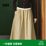 森马半身裙女松紧腰a字长裙黑色显瘦裙子101125120008