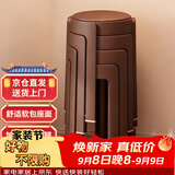 忆琳居高端加厚塑料软包凳子可叠放餐椅客厅家用圆凳耐用-4把咖啡