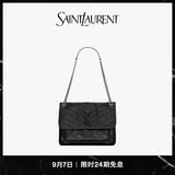 YSL圣罗兰 女士NIKI中号复古皮革手袋ysl包包女包 黑色 U