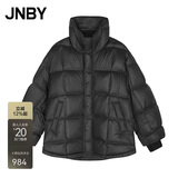 江南布衣（JNBY）【黑巧小方】寒冬款立领羽绒服宽松加厚白鸭绒外套中长5OAC1027A